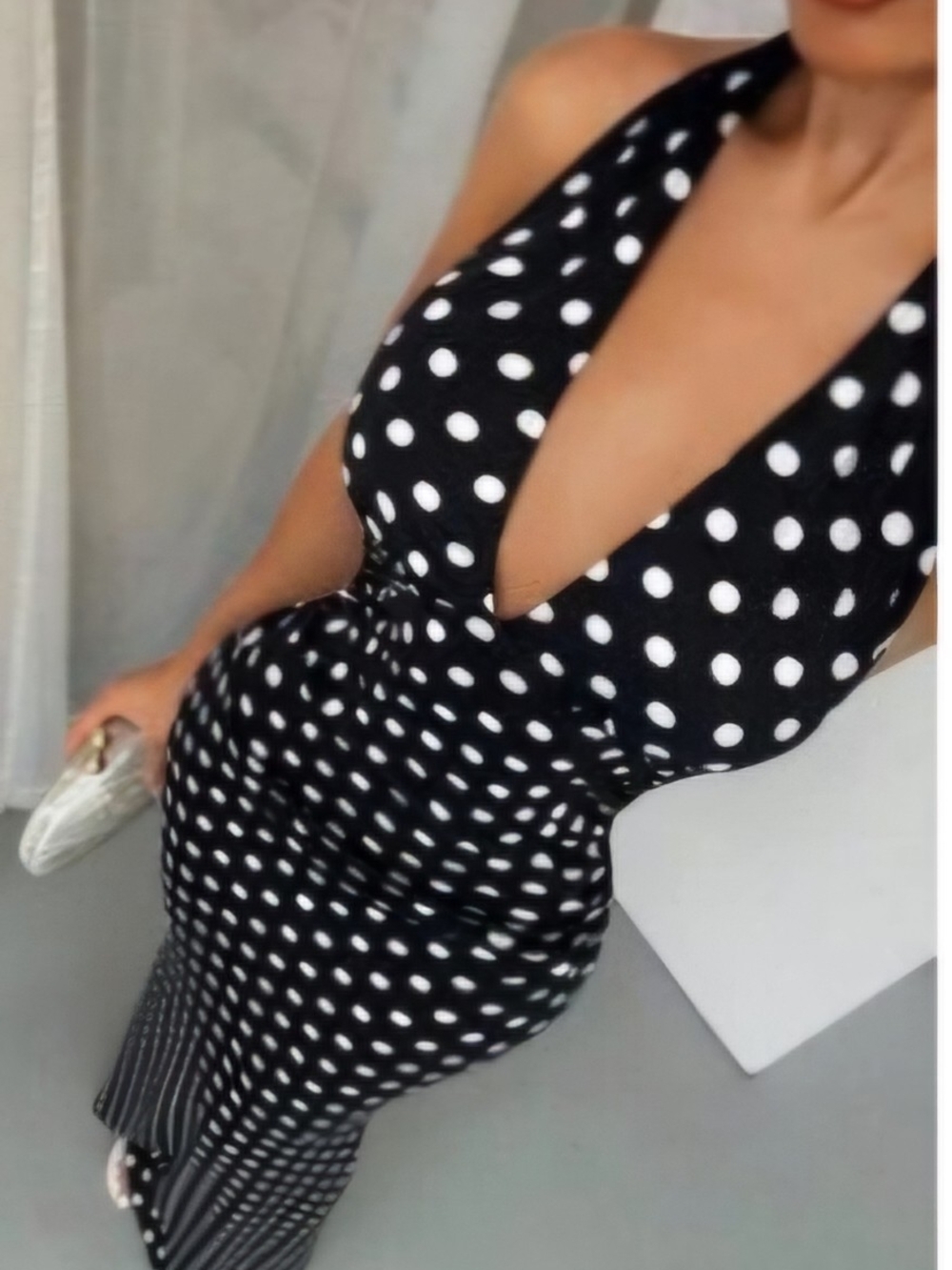 Black & White Polka Dot Maxi Dress (Never Worn)